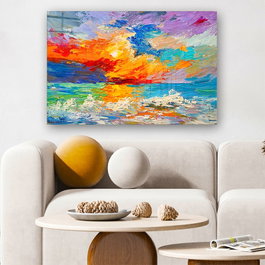 Wallity Cuadro decorativo de vidrio templado Multicolor 70 x 100 cm